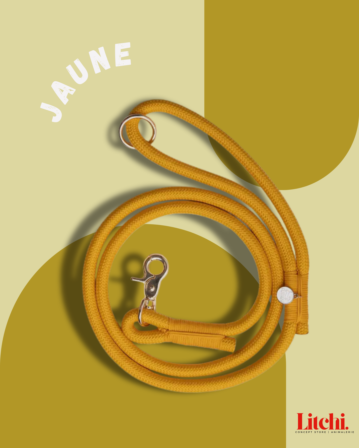 Laisse en corde tressée - Jaune - Furlou
