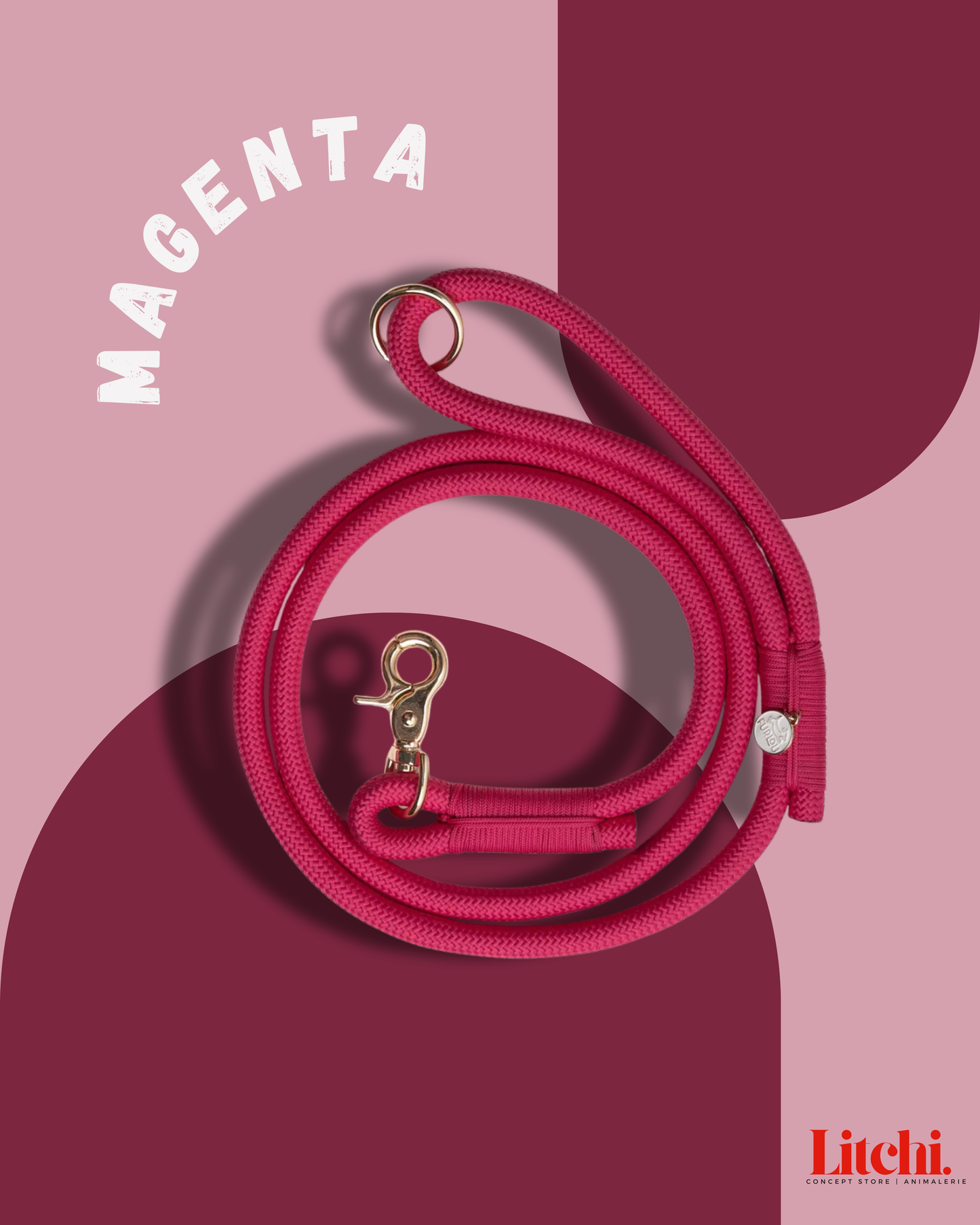 Laisse en corde tressée - Magenta - Furlou