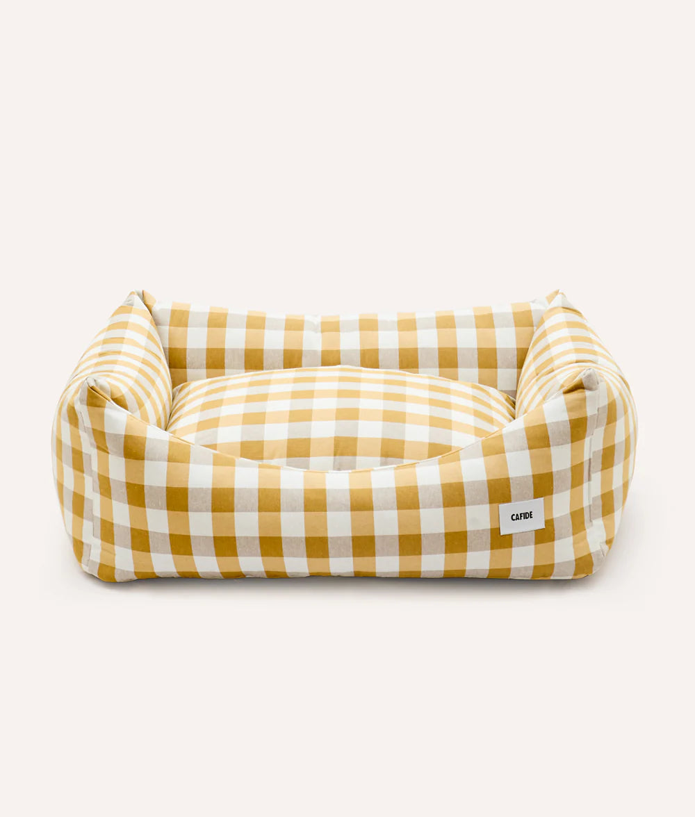 Lit pour chien amovible, durable et écoresponsable - Vichy Moutarde