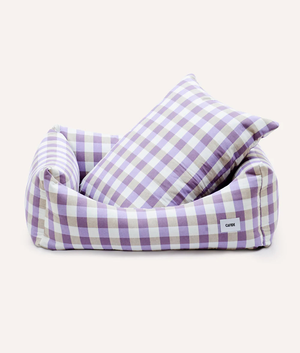 Lit pour chien amovible, durable et écoresponsable - Vichy Violet