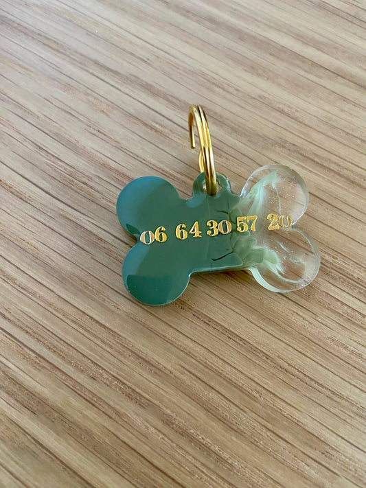Médaille en résine vert-transparent - Matcha