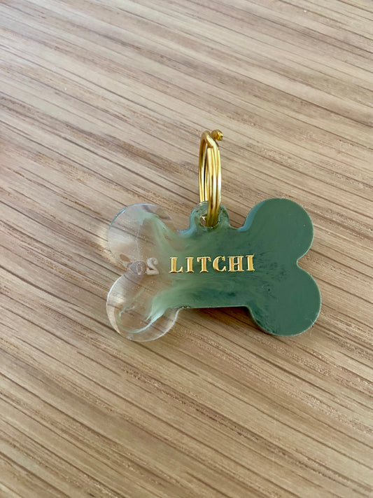 Médaille en résine vert-transparent - Matcha