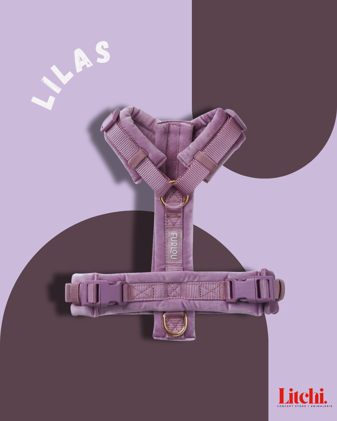 Harnais pour chiens en velours - Lilas - Furlou