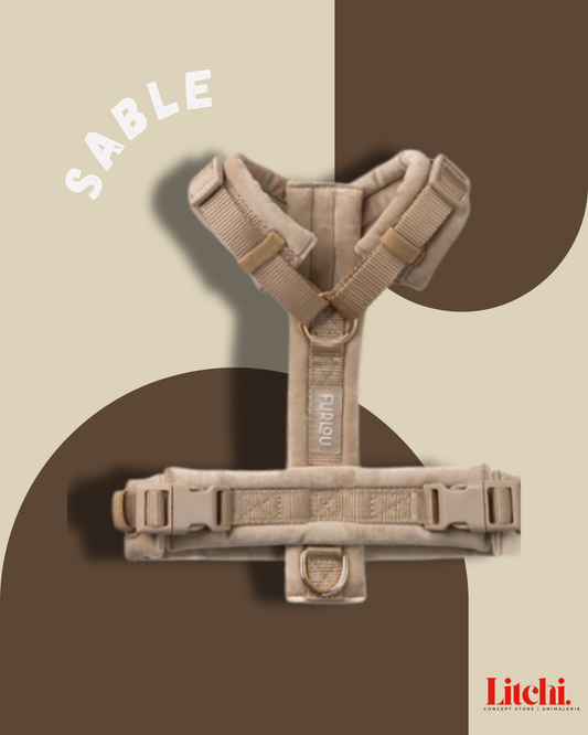 Harnais pour chiens en velours - Sable - Furlou