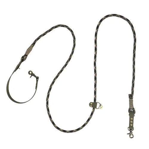 Laisse 3 positions bi-matières pour chien – Kaki et Camouflage