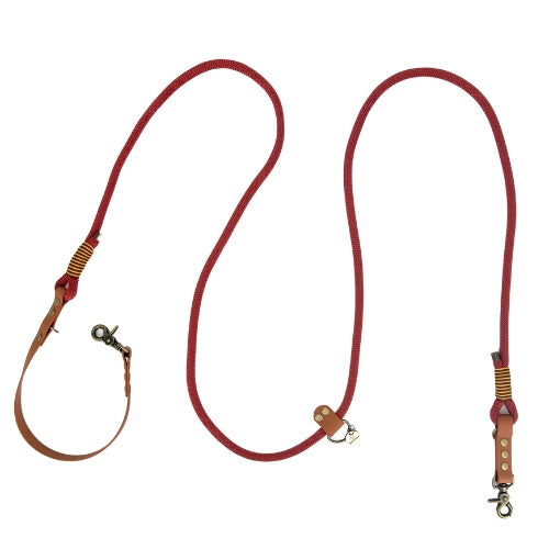Laisse 3 positions bi-matières pour chien – Marron et Rouille