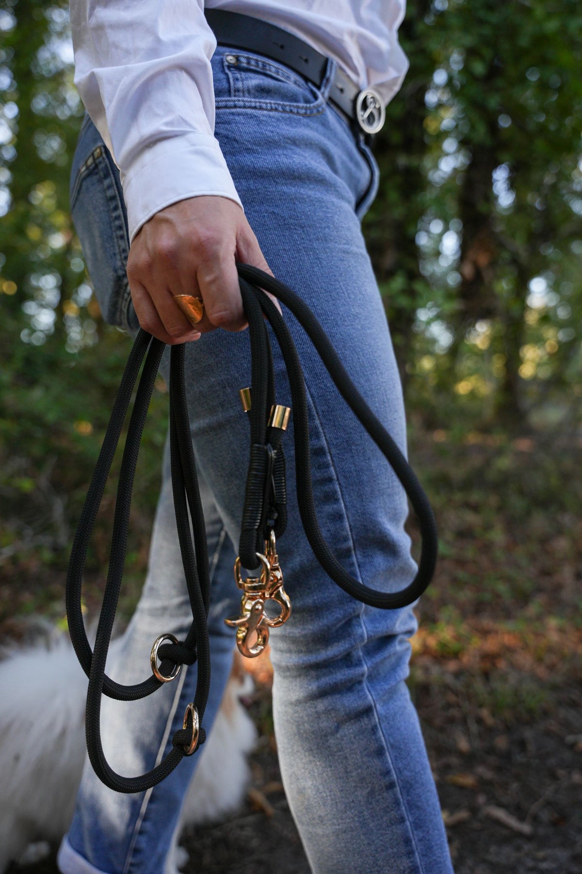 Laisse multi-positions en corde noire — Le Bucolique