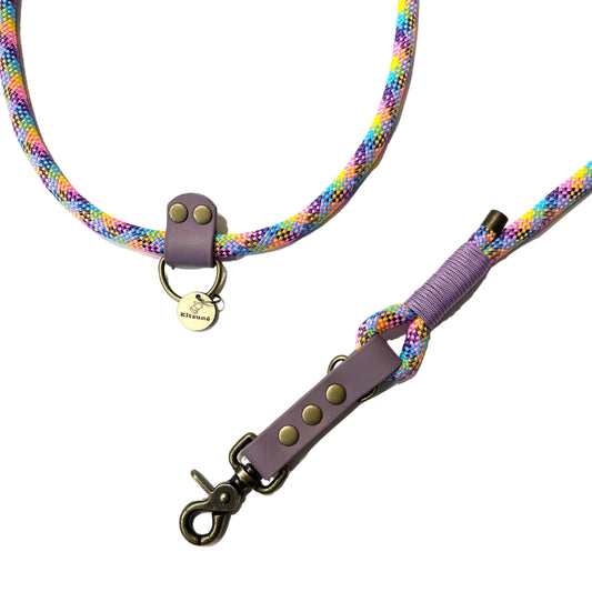 Laisse 3 positions bi-matières pour chien – Violet