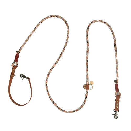 Laisse 3 positions bi-matières pour chien – Tartan