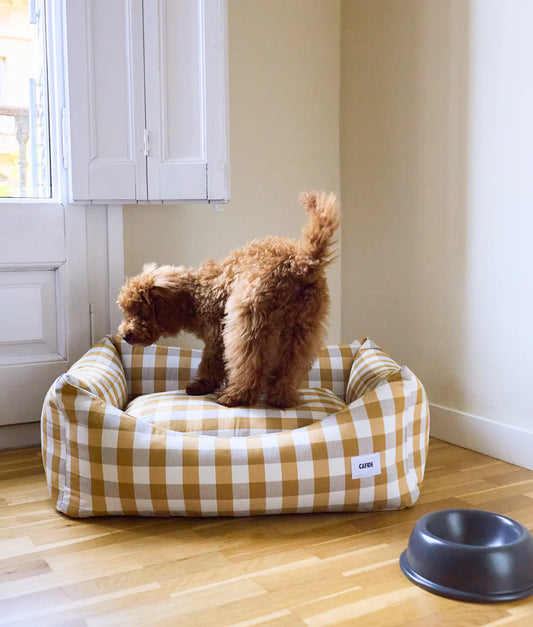 Lit pour chien amovible, durable et écoresponsable - Vichy Moutarde