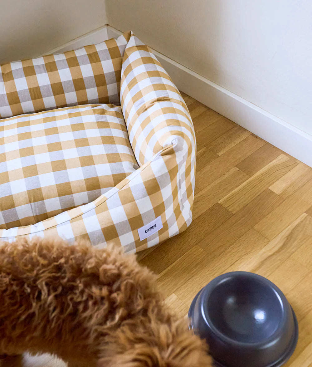Lit pour chien amovible, durable et écoresponsable - Vichy Moutarde