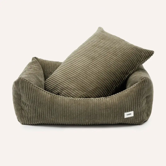 Lit pour chien en velours côtelé - Kaki