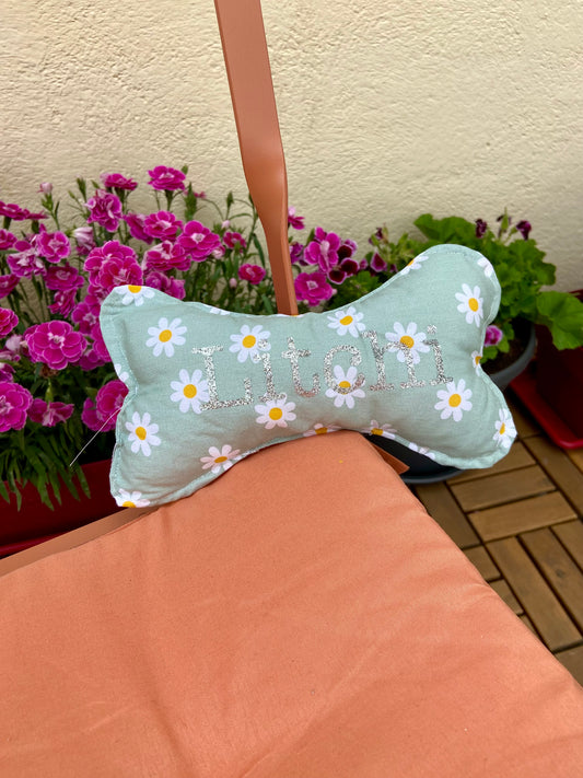 Os personnalisable pour chien - motif marguerites