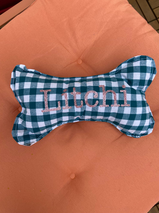Os personnalisable pour chien - motif vichy